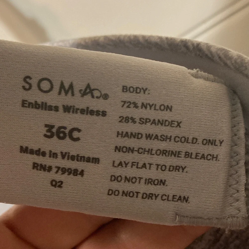 Soma Everyday Padded Wireless Bra in Heather Gray 36C‎